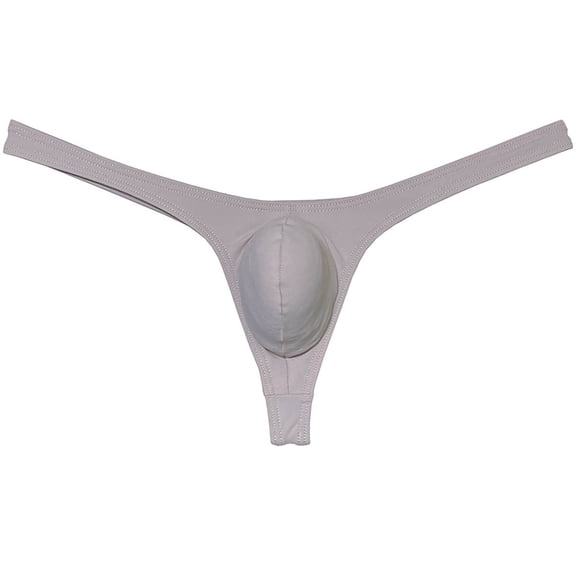 Botmois Men Solid Spandex Comfy Micro Pouch Thongs Sexy Bikini Tangas Guy String Swimwear Enhanced Pouch Skin Underpants Light Gray L