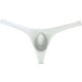 thumbnail image 1 of Botmois Men Solid Spandex Comfy Micro Pouch Thongs Sexy Bikini Tangas Guy String Swimwear Enhanced Pouch Skin Underpants White XL, 1 of 3