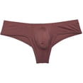 thumbnail image 1 of Botmois Men Stripe Thin Ice Silk Bikini Briefs Panties Enhance Pouch Underwear Underpants Red Brown M, 1 of 3