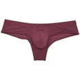 thumbnail image 1 of Botmois Men Stripe Thin Ice Silk Bikini Briefs Panties Enhance Pouch Underwear Underpants Wine Red M, 1 of 3