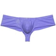 thumbnail image 1 of Botmois Men Wet Look Brazilian Bikini Underwear Cheek Underpant Pouch Briefs Hipster Trunks Purple Gray L, 1 of 3