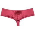 thumbnail image 1 of Botmois Men Wet Look Glossy Bikini Underpants Half Hip Underwear Bulge Pouch Boxer Briefs Male Pouch Enhance Panties Wine Red XL, 1 of 3