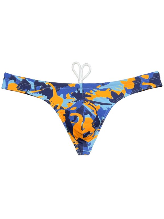 Men's Bikini Briefs Drawstring Swimwear Swim Thong Underwear Enhancing Pouch Beach Swimsuit Quick-dry Printed Dinosaur L