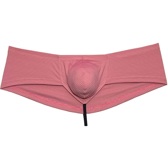 Botmois Men's Breathable Hipster Hip Hop Boxer Briefs Underwear Bulge Pouch Bikini Bottoms 1/2 Buttocks Peach Carmine M