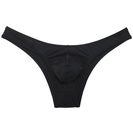 Botmois Men's Briefs Yoga Spandex Elastic Thongs Ultrathin Tangas Low-rise Hipster Underwear Black M