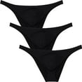 thumbnail image 1 of Botmois Men's Cotton Mini Bottom Briefs Cheeky Bikini Tangas Elastic Posing Sunbathing Underwear Ultrathin Thongs Underpants Lingerie 3 Black L, 1 of 3
