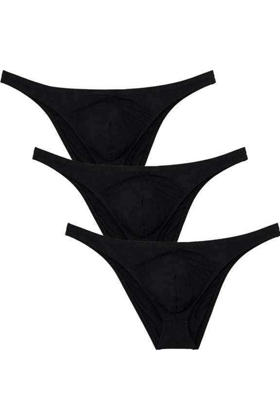Men's Cotton Mini Bottom Briefs Cheeky Bikini Tangas Elastic Posing Sunbathing Underwear Ultrathin Thongs Underpants Lingerie 3 Black L