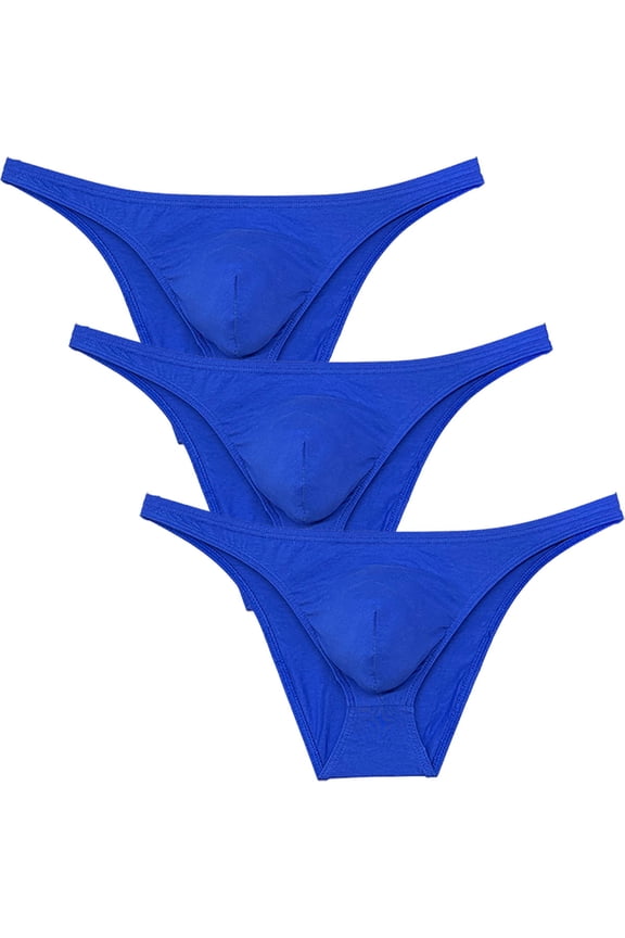 Men's Cotton Mini Bottom Briefs Cheeky Bikini Tangas Elastic Posing Sunbathing Underwear Ultrathin Thongs Underpants Lingerie 3 Blue M