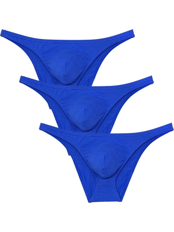 Men's Cotton Mini Bottom Briefs Cheeky Bikini Tangas Elastic Posing Sunbathing Underwear Ultrathin Thongs Underpants Lingerie 3 Blue X