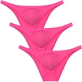 thumbnail image 1 of Botmois Men's Cotton Mini Bottom Briefs Cheeky Bikini Tangas Elastic Posing Sunbathing Underwear Ultrathin Thongs Underpants Lingerie 3 Pink X, 1 of 3