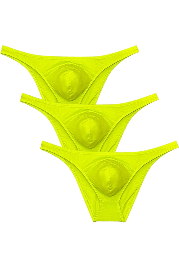 Men's Cotton Mini Bottom Briefs Cheeky Bikini Tangas Elastic Posing Sunbathing Underwear Ultrathin Thongs Underpants Lingerie 3 Yellow M