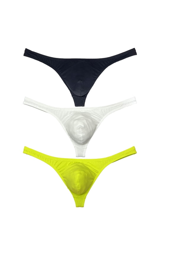 Men's Cotton T-back Briefs Cheeky Bikini Tangas Sexy Posing Mini Bottoms Underwear Ultrathin Thongs Lingerie Panties Black/White/Yellow X