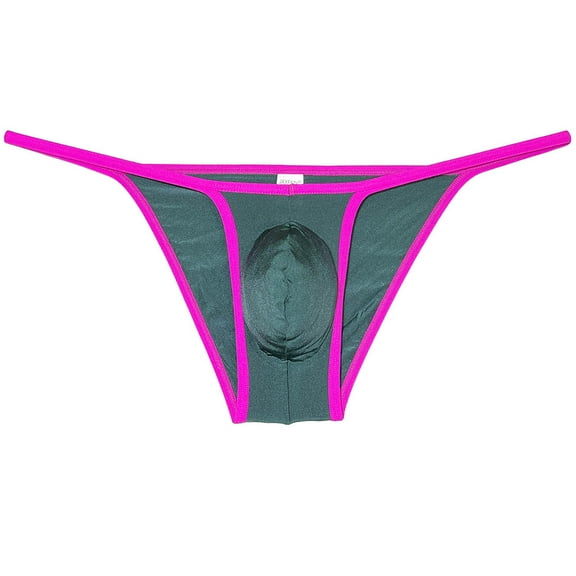 Botmois Men's Ice Silk Bulge Pouch Bikini Briefs Underwear Sports Ultra Thin Underpants Low Waist Bikini Hombre Linge Black Green M