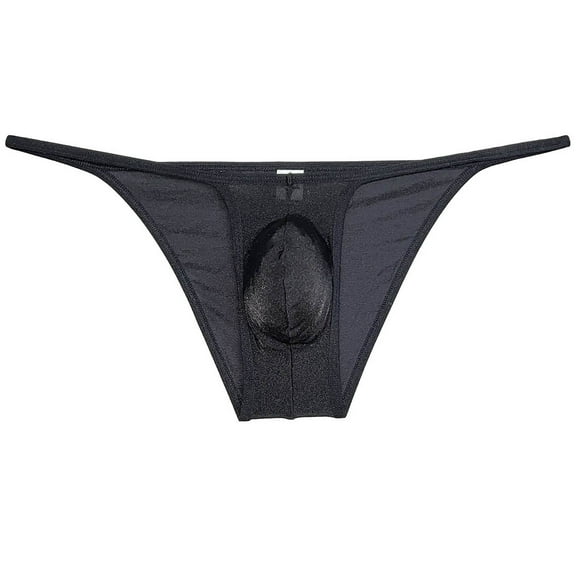 Botmois Men's Ice Silk Bulge Pouch Bikini Briefs Underwear Sports Ultra Thin Underpants Low Waist Bikini Hombre Linge Black L