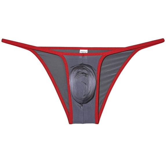 Botmois Men's Ice Silk Bulge Pouch Bikini Briefs Underwear Sports Ultra Thin Underpants Low Waist Bikini Hombre Linge Dark Gray M
