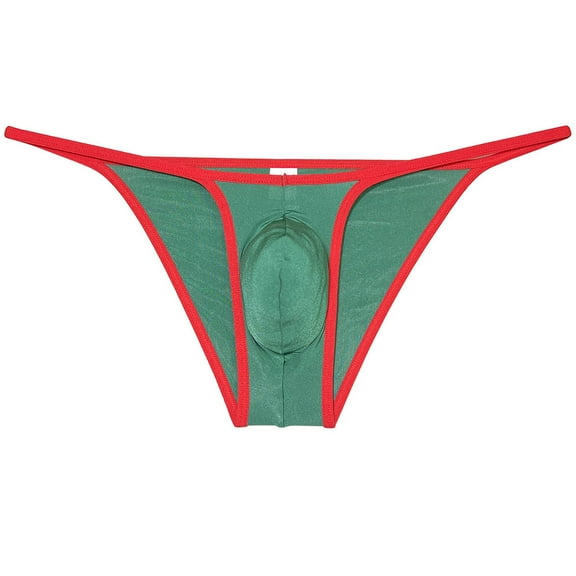 Botmois Men's Ice Silk Bulge Pouch Bikini Briefs Underwear Sports Ultra Thin Underpants Low Waist Bikini Hombre Linge Dark Green L