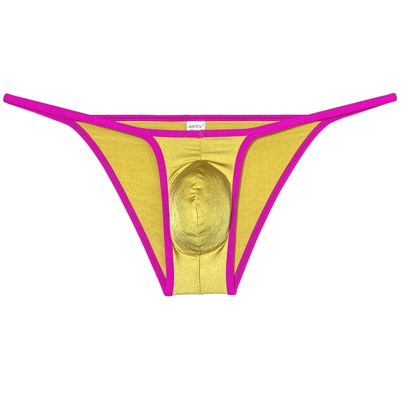 Botmois Men's Ice Silk Bulge Pouch Bikini Briefs Underwear Sports Ultra Thin Underpants Low Waist Bikini Hombre Linge Dark Yellow M