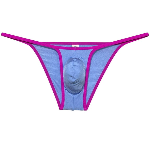 Botmois Men's Ice Silk Bulge Pouch Bikini Briefs Underwear Sports Ultra Thin Underpants Low Waist Bikini Hombre Linge Light Blue L