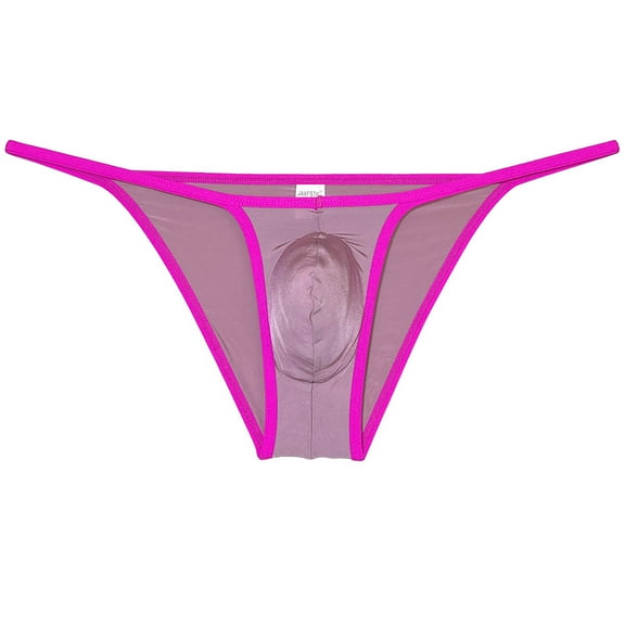 Botmois Men's Ice Silk Bulge Pouch Bikini Briefs Underwear Sports Ultra Thin Underpants Low Waist Bikini Hombre Linge Light Brown L