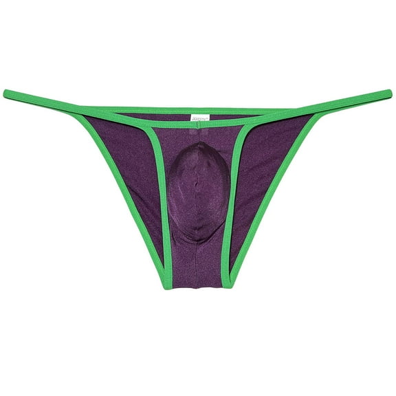 Botmois Men's Ice Silk Bulge Pouch Bikini Briefs Underwear Sports Ultra Thin Underpants Low Waist Bikini Hombre Linge Purple M