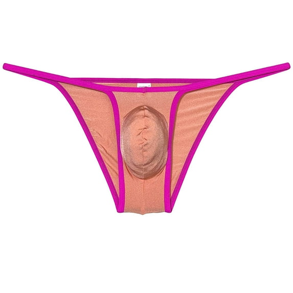 Botmois Men's Ice Silk Bulge Pouch Bikini Briefs Underwear Sports Ultra Thin Underpants Low Waist Bikini Hombre Linge Watermelon Red XL