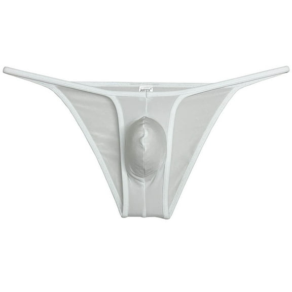 Botmois Men's Ice Silk Bulge Pouch Bikini Briefs Underwear Sports Ultra Thin Underpants Low Waist Bikini Hombre Linge White M