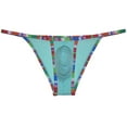 thumbnail image 1 of Botmois Men's Leopard Bordered Ice Silk Bikini G-String Underwear Sexy Lingerie Posing Jockstrap Hipster Thong Stretchy Soft Fabric Cyan XL, 1 of 3