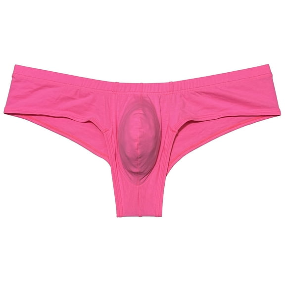 Botmois Men's Mini Bikini Briefs Solid Thongs Ultrathin Tangas Soft Low-rise Hipsters Comfortable Micro Bottoms Underwear Pink M