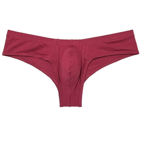 Botmois Men's Mini Bikini Briefs Solid Thongs Ultrathin Tangas Soft Low-rise Hipsters Comfortable Micro Bottoms Underwear Wine Red X