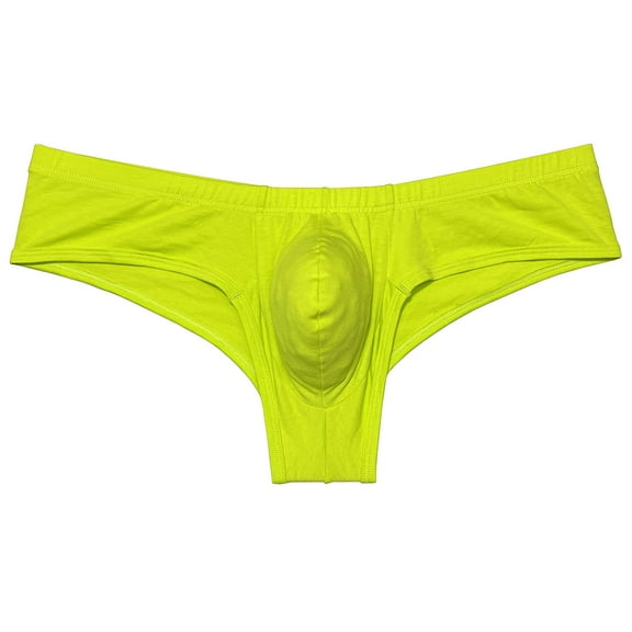 Botmois Men's Mini Bikini Briefs Solid Thongs Ultrathin Tangas Soft Low-rise Hipsters Comfortable Micro Bottoms Underwear Yellow M