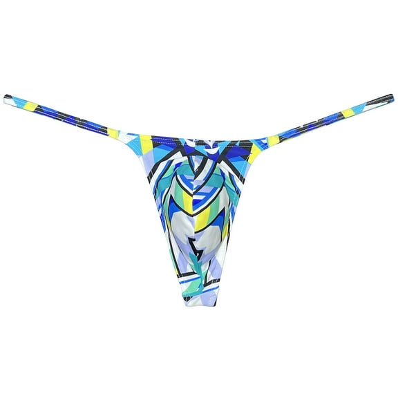 Botmois Men's Print Tongs Pouch Bikini Tangas Mini Bottom Briefs Elastic Cheeky G-strings Soft Ultrathin Underpants Low-rise Micro Boyshorts Comfortable Underwear Big Broken Line M