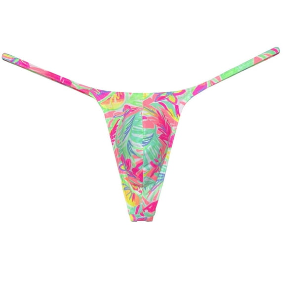 Botmois Men's Print Tongs Pouch Bikini Tangas Mini Bottom Briefs Elastic Cheeky G-strings Soft Ultrathin Underpants Low-rise Micro Boyshorts Comfortable Underwear Arenga Engleri M