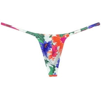 Botmois Men's Print Tongs Pouch Bikini Tangas Mini Bottom Briefs Elastic Cheeky G-strings Soft Ultrathin Underpants Low-rise Micro Boyshorts Comfortable Underwear Purple Dahlia M