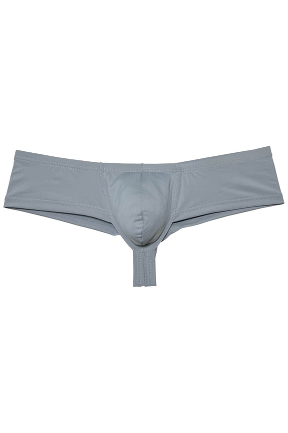 Men's Solid Boxer Briefs Microhalf hip Bottom Briefs Spandex Cheeky Pouch Bikini Tangas Jockstrap Boyshort Underwear Gray L
