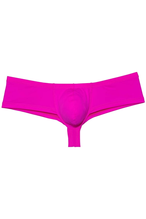 Men's Solid Boxer Briefs Microhalf hip Bottom Briefs Spandex Cheeky Pouch Bikini Tangas Jockstrap Boyshort Underwear Pink L