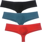 Botmois Mens Solid Hip Briefs Breathable Bikini Bottoms Thong Underwear Multi Color Tangas Soft Bathing Mini Pants 3BGO L