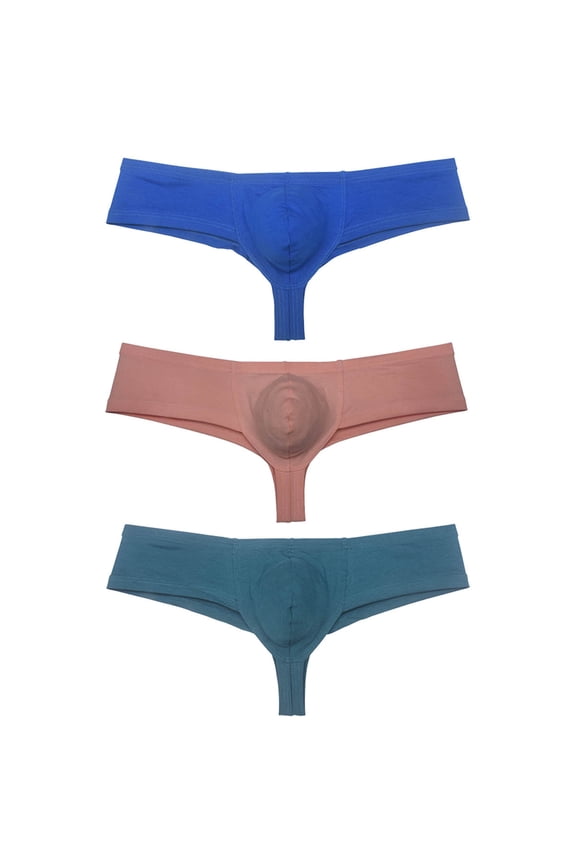 Men's Solid Hip Briefs Breathable Bikini Bottoms Thong Underwear Multi Color Tangas Soft Bathing Mini Pants 3BPDG S
