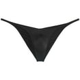 thumbnail image 1 of Botmois Men's Solid Ice Silk Bikini Underpants Sexy Micro Briefs Posing Comfy Lingerie Jockstrap Black M, 1 of 3