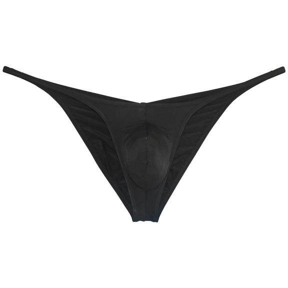 Botmois Men's Solid Ice Silk Bikini Underpants Sexy Micro Briefs Posing Comfy Lingerie Jockstrap Black XL