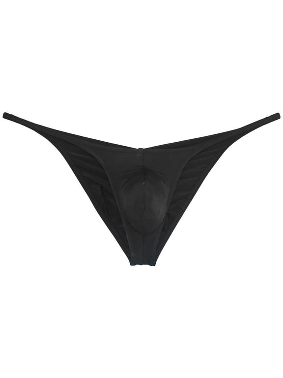 Men's Solid Ice Silk Bikini Underpants Sexy Micro Briefs Posing Comfy Lingerie Jockstrap Black XL