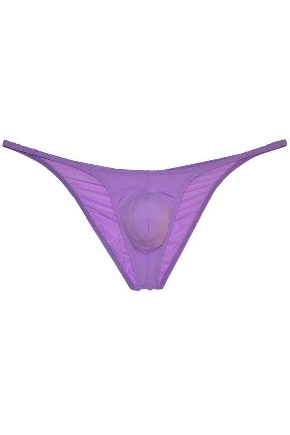 Men's Solid Ice Silk Bikini Underpants Sexy Micro Briefs Posing Comfy Lingerie Jockstrap Purple M