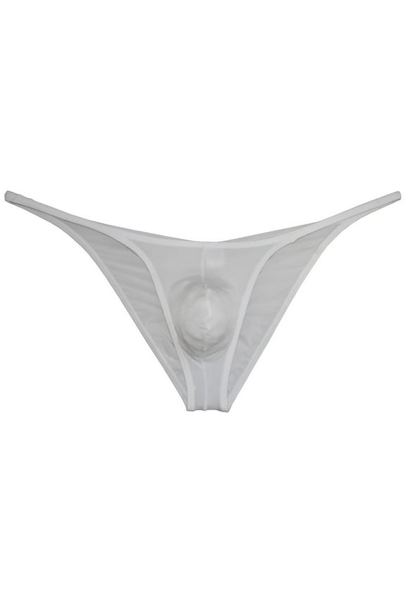 Men's Solid Ice Silk Bikini Underpants Sexy Micro Briefs Posing Comfy Lingerie Jockstrap White M