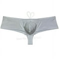 thumbnail image 1 of Botmois Men's Solid Nylon Brazilian Bikini Boxers Briefs Swimwear Drawstring Swimsuit Shiny Cheeky Swim Thong Beach Bathing Suit Mini Surfing Trunks Light Gray X, 1 of 4