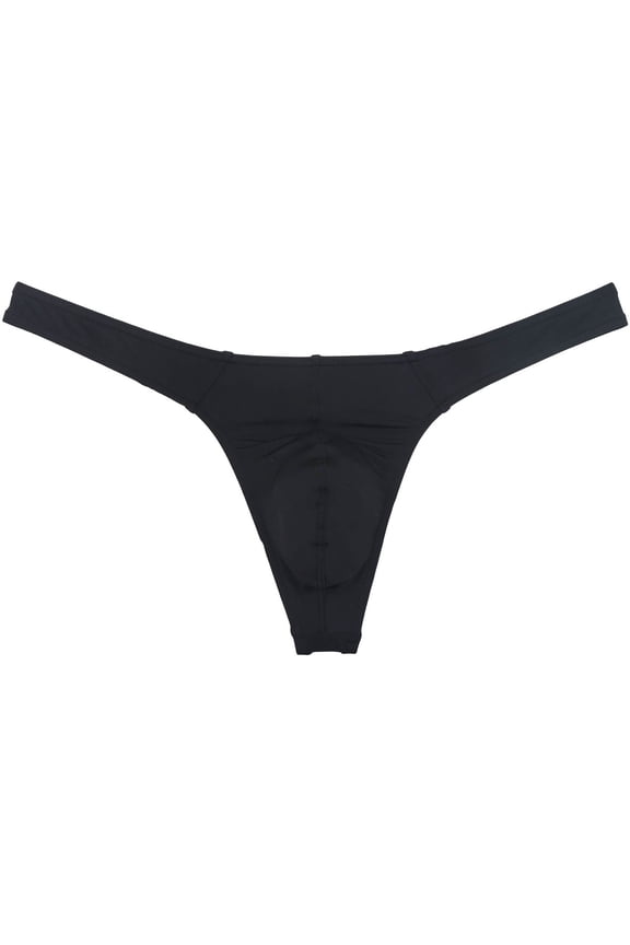 Men's Solid Spandex Briefs Cheeky Bikini Thongs Comfortable Tangas Quick-dry Micro Bottom Bathing Suit Underwear Black XL