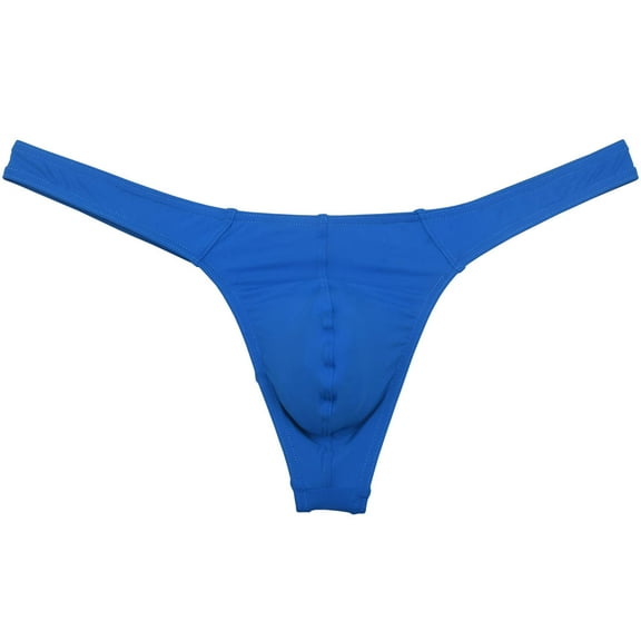 Botmois Men's Solid Spandex Briefs Cheeky Bikini Thongs Comfortable Tangas Quick-dry Micro Bottom Bathing Suit Underwear Blue M