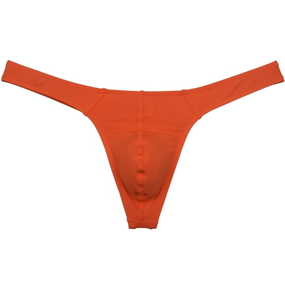 Botmois Men's Solid Spandex Briefs Cheeky Bikini Thongs Comfortable Tangas Quick-dry Micro Bottom Bathing Suit Underwear Orange XL