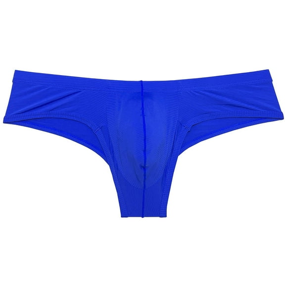 Botmois Men's Solid Spandex Comfy Pouch Soft Bikini Briefs Trunks Bulge Enhancing Underwear Panties Blue M