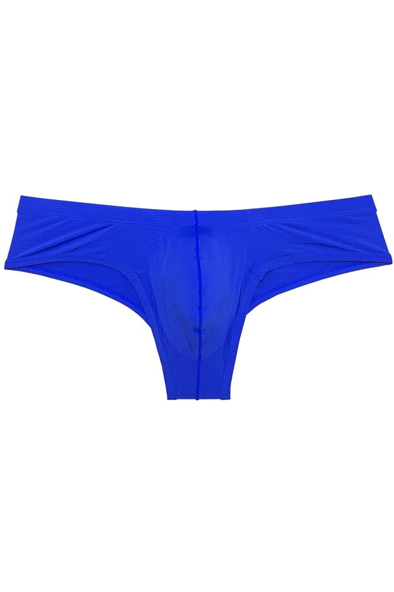 Men's Solid Spandex Comfy Pouch Soft Bikini Briefs Trunks Bulge Enhancing Underwear Panties Blue M