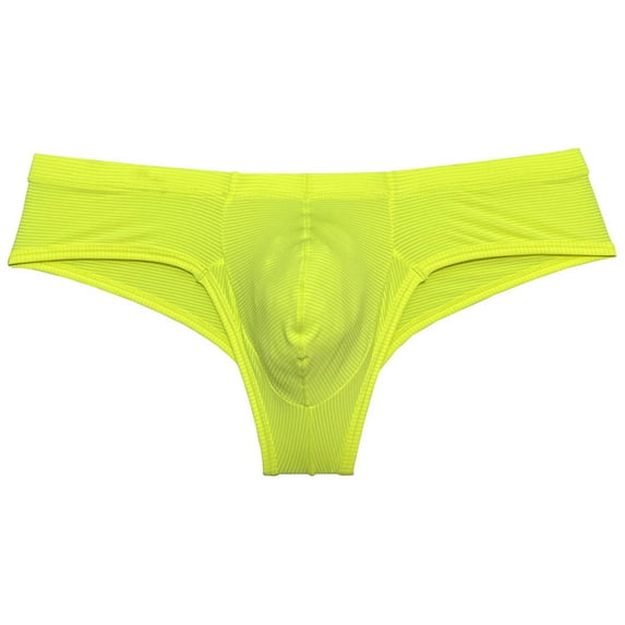 Botmois Men's Solid Spandex Comfy Pouch Soft Bikini Briefs Trunks Bulge Enhancing Underwear Panties Neon Yellow M