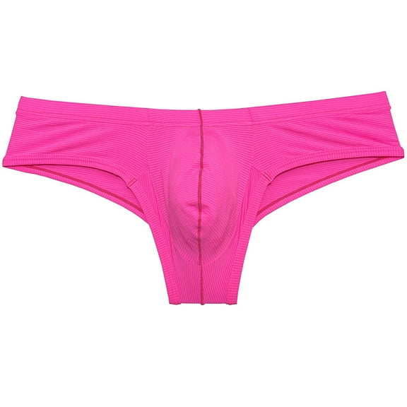 Botmois Men's Solid Spandex Comfy Pouch Soft Bikini Briefs Trunks Bulge Enhancing Underwear Panties Pink XL